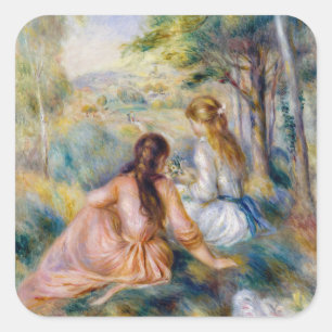 Pierre-Auguste Renoir - In de wei Vierkante Sticker