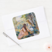 Pierre-Auguste Renoir - In de wei Vierkante Sticker (Envelop)