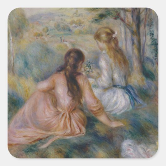 Pierre Auguste Renoir | In de weide Vierkante Sticker (Voorkant)