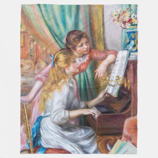 Pierre Auguste Renoir - Jonge meisjes aan de Piano Fleece Deken (Voorkant)