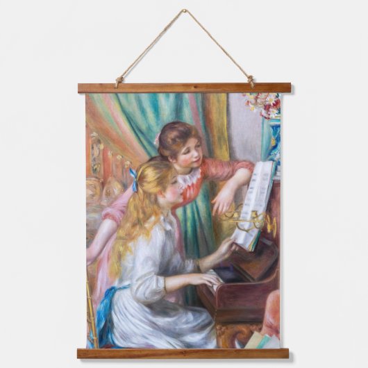 Pierre Auguste Renoir - Jonge meisjes aan de Piano Hangend Wandkleed (Voorkant)