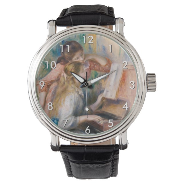 Pierre Auguste Renoir - Jonge meisjes aan de Piano Horloge (Voorkant)
