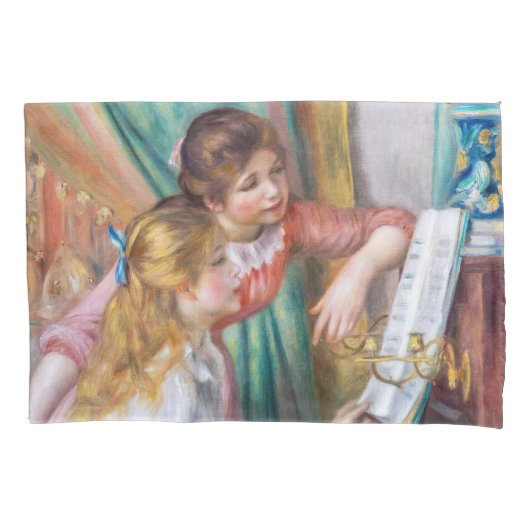 Pierre Auguste Renoir - Jonge meisjes aan de Piano Kussensloop (Voorkant)