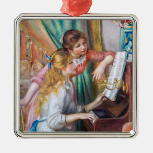 Pierre Auguste Renoir - Jonge meisjes aan de Piano Metalen Ornament