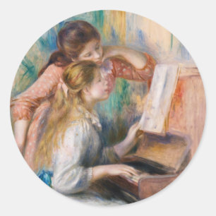 Pierre Auguste Renoir - Jonge meisjes aan de piano Ronde Sticker