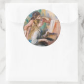 Pierre Auguste Renoir - Jonge meisjes aan de Piano Ronde Sticker (Tas)