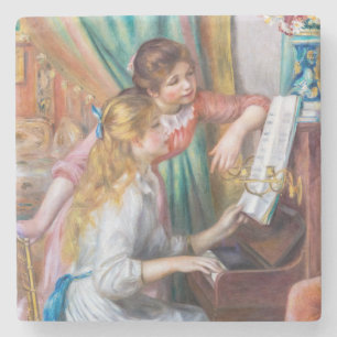 Pierre Auguste Renoir - Jonge meisjes aan de Piano Stenen Onderzetter