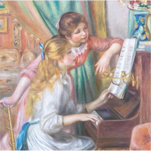 Pierre Auguste Renoir - Jonge meisjes aan de Piano Sticker (Voorkant)