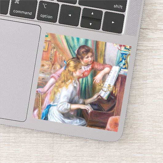 Pierre Auguste Renoir - Jonge meisjes aan de Piano Sticker (Detail)