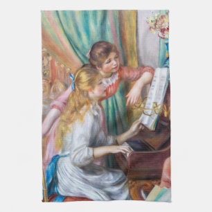 Pierre Auguste Renoir - Jonge meisjes aan de Piano Theedoek