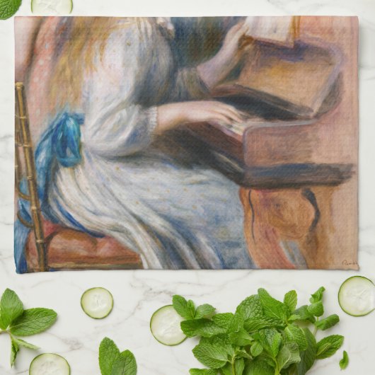 Pierre Auguste Renoir - Jonge meisjes aan de Piano Theedoek (Gevouwen)