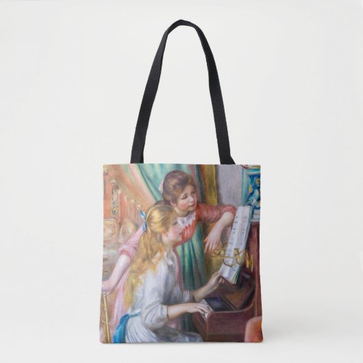 Pierre Auguste Renoir - Jonge meisjes aan de Piano Tote Bag (Voorkant)