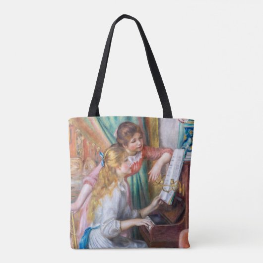 Pierre Auguste Renoir - Jonge meisjes aan de Piano Tote Bag (Achterkant)