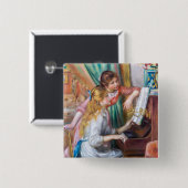 Pierre Auguste Renoir - Jonge meisjes aan de Piano Vierkante Button 5,1 Cm (Voorkant /achterkant)