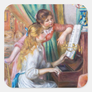 Pierre Auguste Renoir - Jonge meisjes aan de Piano Vierkante Sticker
