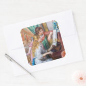 Pierre Auguste Renoir - Jonge meisjes aan de Piano Vierkante Sticker (Envelop)