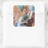 Pierre Auguste Renoir - Jonge meisjes aan de Piano Vierkante Sticker (Tas)