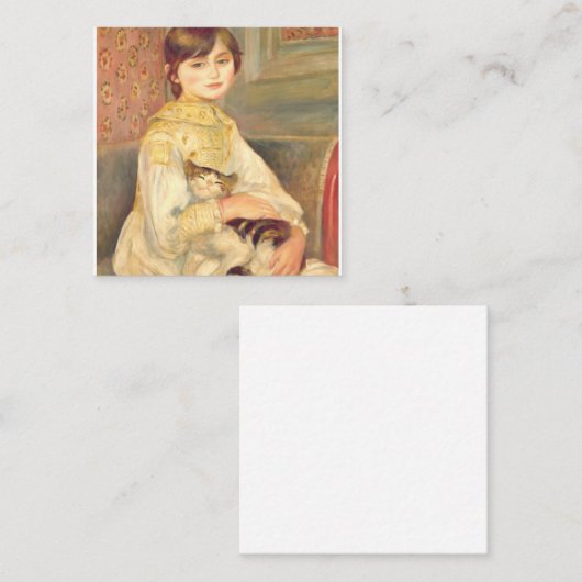 Pierre Auguste renoir - Julie Manet met kat Vierkante Visitekaartje (Voorkant / Achterkant)
