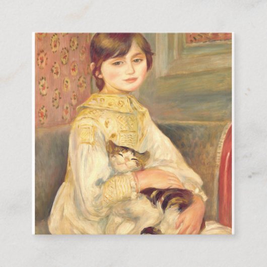 Pierre Auguste renoir - Julie Manet met kat Vierkante Visitekaartje (Voorkant)