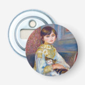 Pierre-Auguste Renoir - Kind met Kat Button Flesopener (Voorkant)