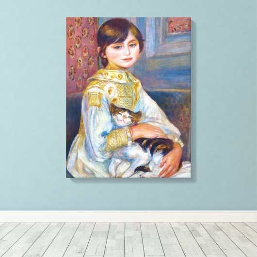 Pierre-Auguste Renoir - Kind met Kat Canvas Afdruk (Insitu (Houten vloer))