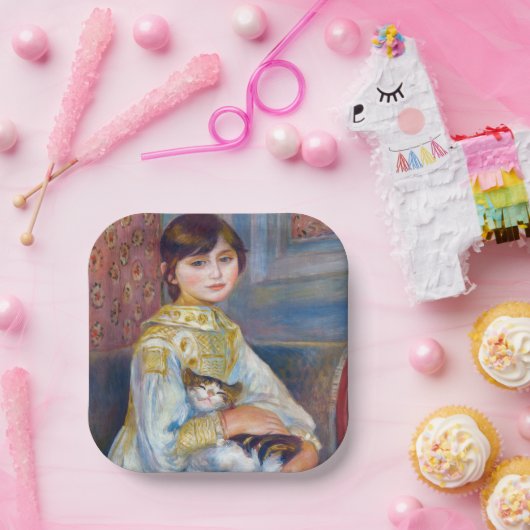 Pierre-Auguste Renoir - Kind met Kat Papieren Bordje (Feest)