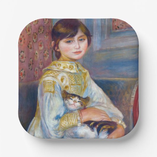 Pierre-Auguste Renoir - Kind met Kat Papieren Bordje (Voorkant)
