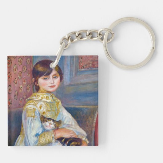 Pierre-Auguste Renoir - Kind met Kat Sleutelhanger (Achterkant)