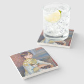 Pierre-Auguste Renoir - Kind met Kat Stenen Onderzetter (Zijkant)