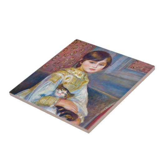 Pierre-Auguste Renoir - Kind met Kat Tegeltje (Zijkant)