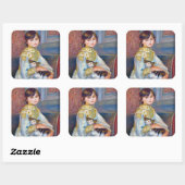 Pierre-Auguste Renoir - Kind met Kat Vierkante Sticker (Vel)