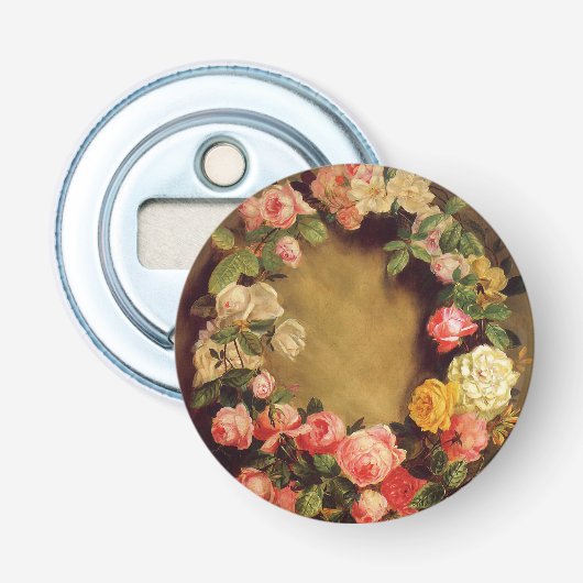 Pierre-Auguste Renoir - Kroon van Rozen Button Flesopener (Voorkant)