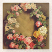 Pierre-Auguste Renoir - Kroon van Rozen Glazen Onderzetter (Voorkant)