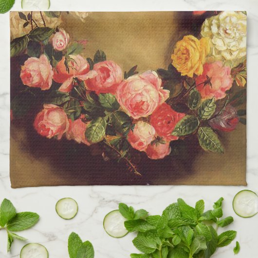 Pierre-Auguste Renoir - Kroon van Rozen Theedoek (Gevouwen)