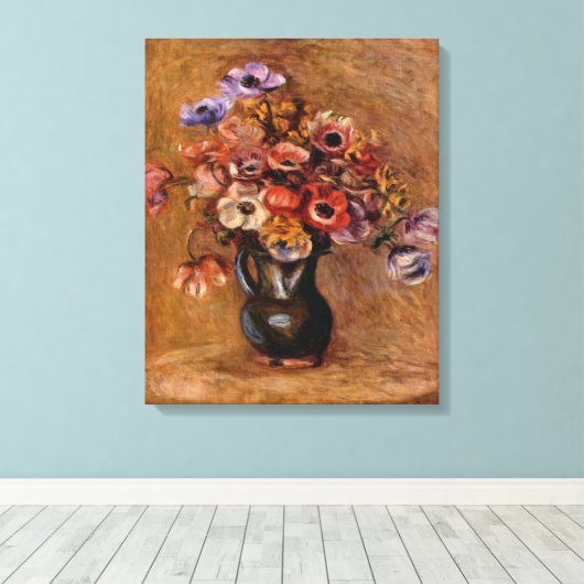 Pierre Auguste Renoir leeft nog steeds met Anemone Canvas Afdruk (Insitu (Houten vloer))