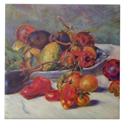 Pierre Auguste Renoir leeft nog steeds met fruit Tegeltje (Voorkant)