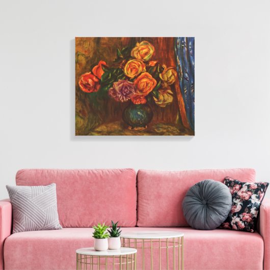 Pierre Auguste Renoir leeft nog steeds met Rozen Canvas Afdruk (Insitu (Woonkamer))