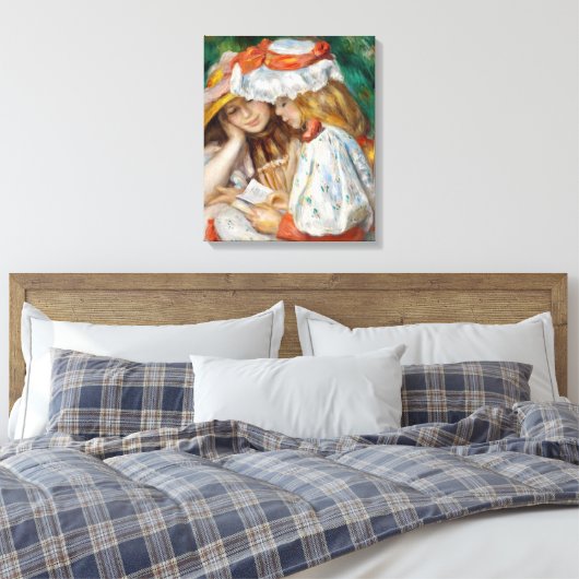 Pierre-Auguste Renoir - Lezen van twee meisjes Canvas Afdruk (Insitu (Slaapkamer))