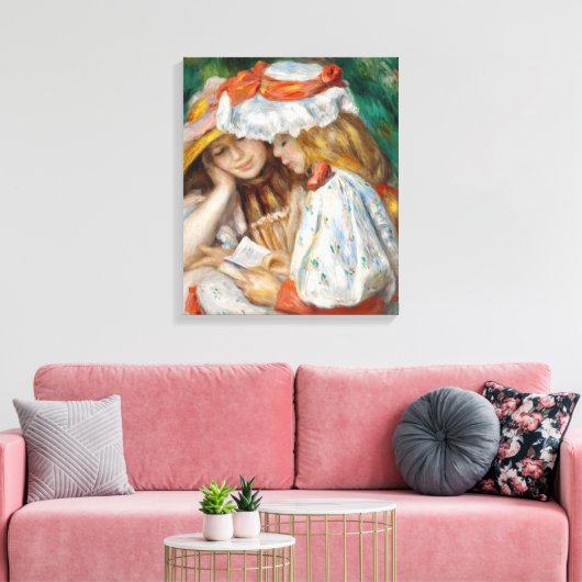Pierre-Auguste Renoir - Lezen van twee meisjes Canvas Afdruk (Insitu (Woonkamer))