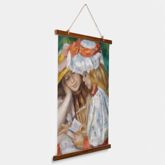 Pierre-Auguste Renoir - Lezen van twee meisjes Hangend Wandkleed (Gebogen)