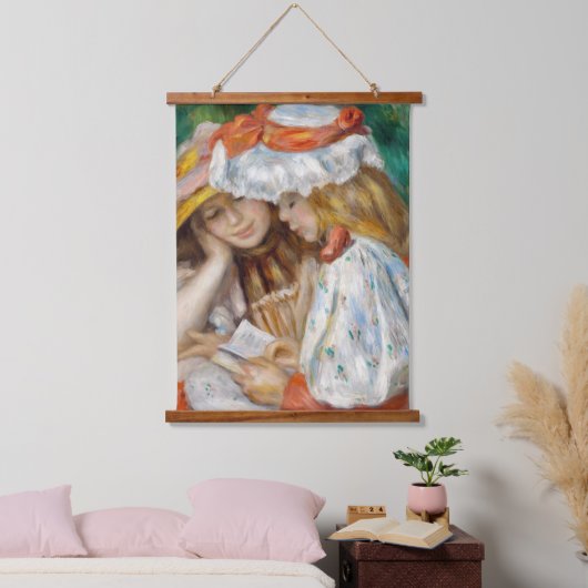 Pierre-Auguste Renoir - Lezen van twee meisjes Hangend Wandkleed (Slaapkamer)