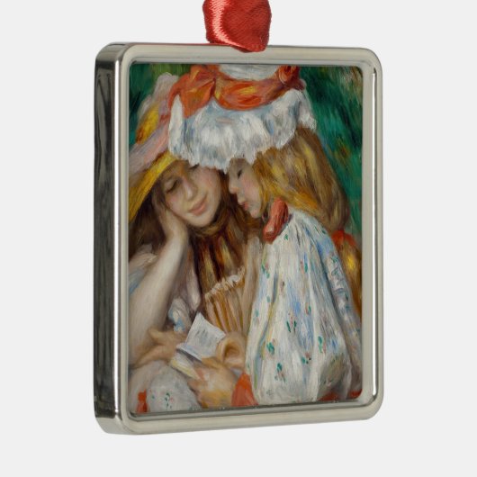 Pierre-Auguste Renoir - Lezen van twee meisjes Metalen Ornament (Rechts)