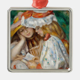 Pierre-Auguste Renoir - Lezen van twee meisjes Metalen Ornament