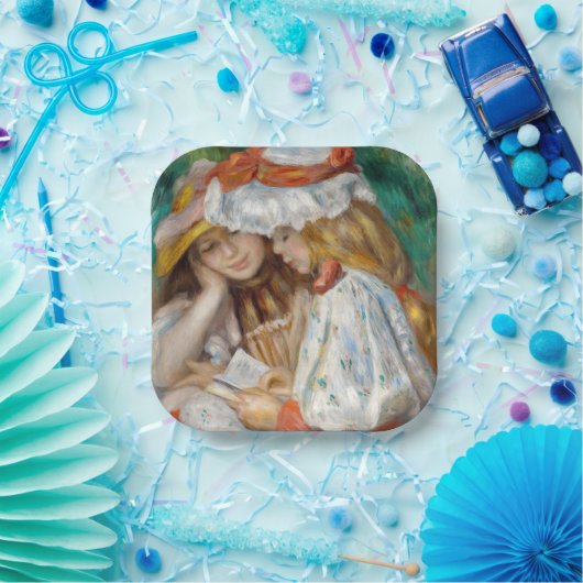 Pierre-Auguste Renoir - Lezen van twee meisjes Papieren Bordje (Feest)