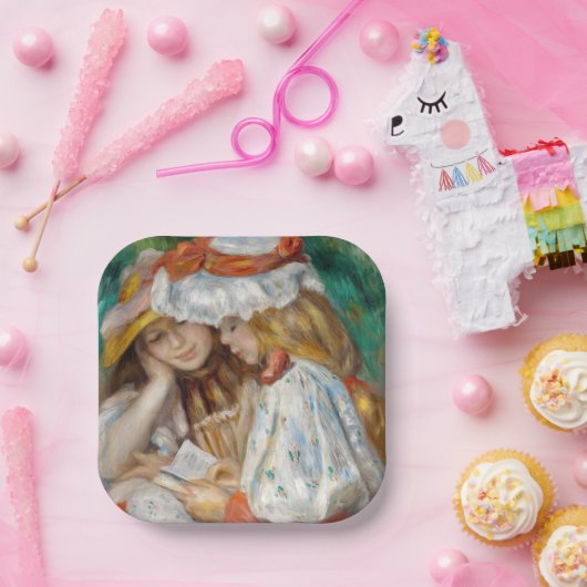 Pierre-Auguste Renoir - Lezen van twee meisjes Papieren Bordje (Feest)