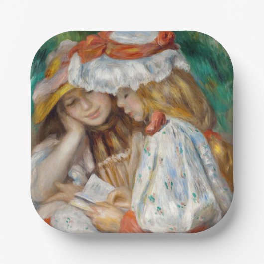 Pierre-Auguste Renoir - Lezen van twee meisjes Papieren Bordje (Voorkant)