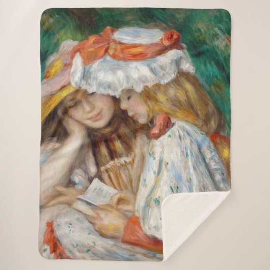 Pierre-Auguste Renoir - Lezen van twee meisjes Sherpa Deken (Voorkant)