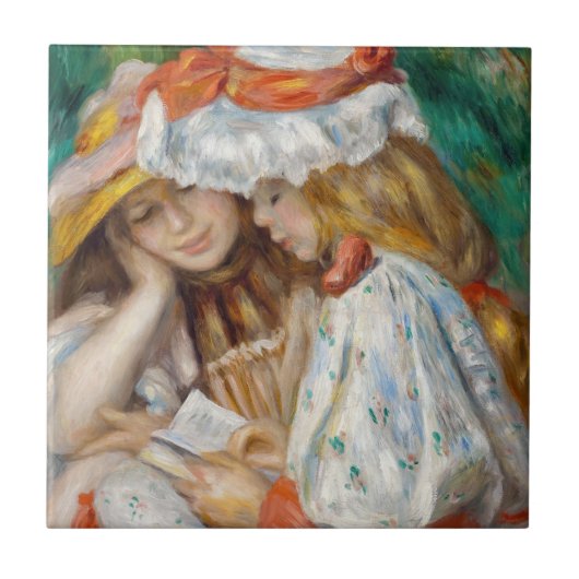 Pierre-Auguste Renoir - Lezen van twee meisjes Tegeltje (Voorkant)
