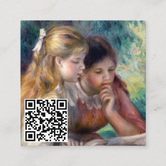 Pierre-Auguste Renoir - Lezing - QR-code Vierkante Visitekaartje (Voorkant)