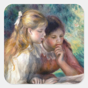 Pierre-Auguste Renoir - Lezing Vierkante Sticker